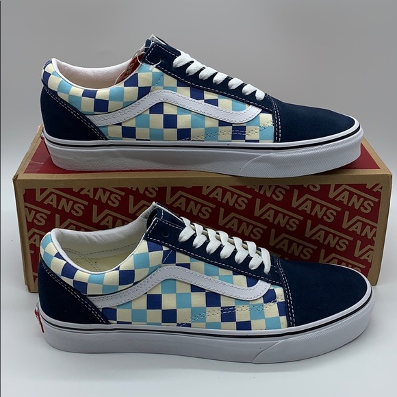 VANS OLD SKOOL CHECKERBOARD Blue Topaz men’s - Picture 2 of 16